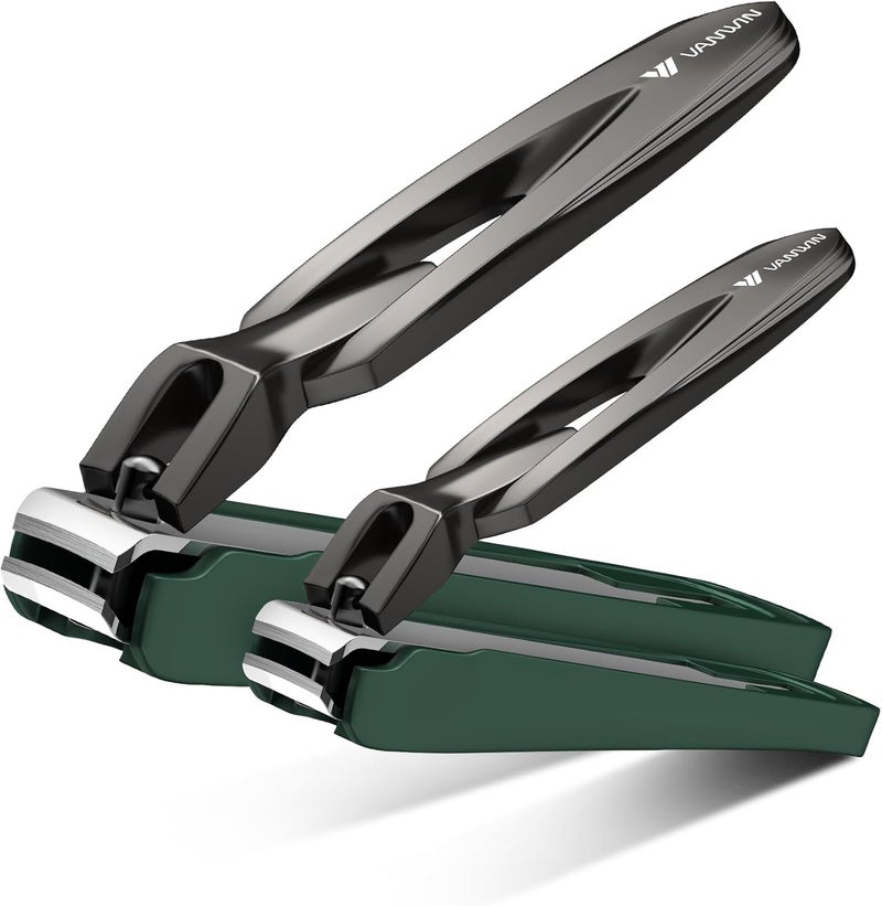 VANWIN Nail Clippers for Men with Catcher, 2-Pack Large & Small Anti-Splash Nail Clippers for Fingernails & Toenails, Sharp Stainless Steel Heavy-Duty Self-Collecting Nail Cutter for Men Women - Image 1